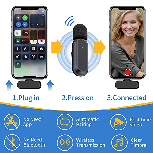 2 Pack Professional Wireless Lavalier Microphone iPhone iPad Android Charging Case Noise Reduction (2)