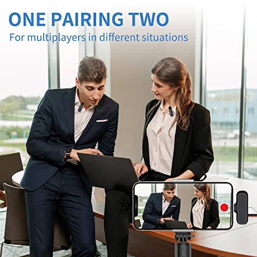 2 Pack Professional Wireless Lavalier Microphone iPhone iPad Android Charging Case Noise Reduction (4)