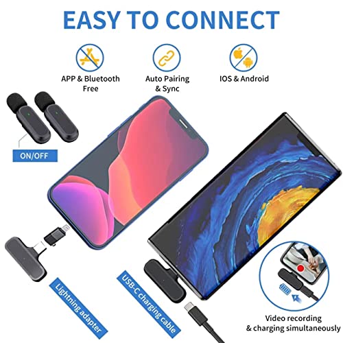 2 Pack Professional Wireless Lavalier Microphone iPhone iPad Android Charging Case Noise Reduction (6)
