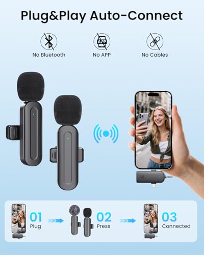 3 1 Mini Wireless Lavalier Microphone Iphone: Bluetooth Lapel Mic iPad Android Phone Camera Quality (3)