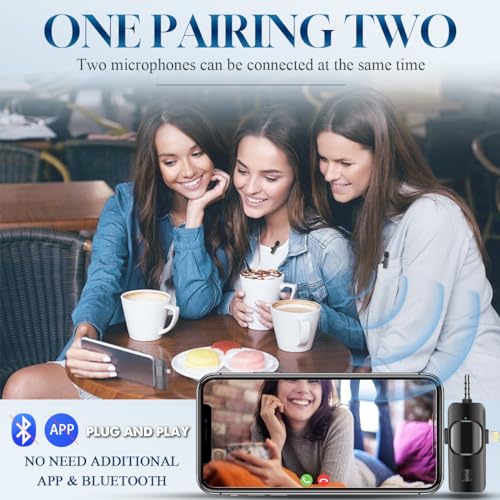 3 1 Wireless Lavalier Microphone iPhone, iPad, Android, Camera,12-Hour Battery, Noise 2.4G (5)