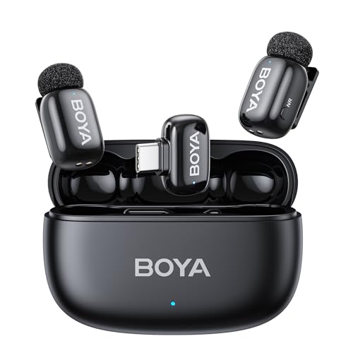 BOYA mini 2 Wireless Lavalier Microphones iPhone 15/16/17 Android, AI Noise Cancellation, 30H