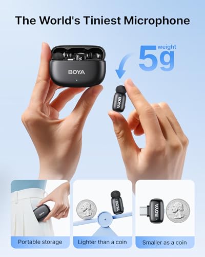 BOYA mini 2 Wireless Lavalier Microphones iPhone 15/16/17 Android, AI Noise Cancellation, 30H (2)