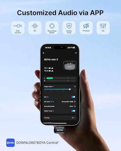 BOYA mini 2 Wireless Lavalier Microphones iPhone 15/16/17 Android, AI Noise Cancellation, 30H (6)