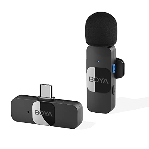 BOYA Wireless Lavalier Microphone Android USB C Smartphone Tablet External Noise Canceling Mini