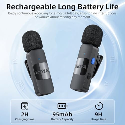 BOYA Wireless Lavalier Microphone Android USB C Smartphone Tablet External Noise Canceling Mini (2)