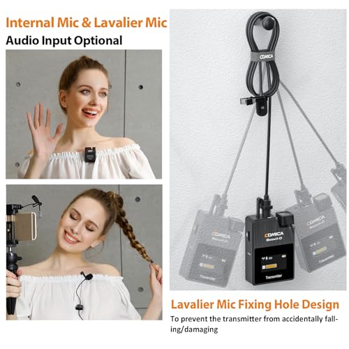 COMICA BoomX-D2 Wireless Lavalier Microphone iPhone, Android Camera, Dual Lapel Mic System 2 656ft (2)