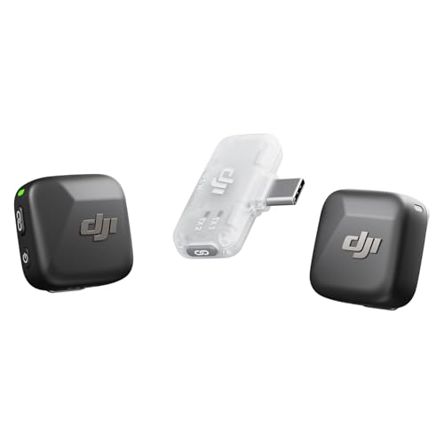 DJI Mic Mini (2 TX + 1 Mobile RX), Wireless Lavalier Microphone iPhone 17/16/15 300m Transmission,