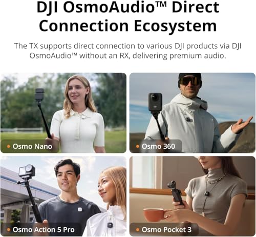 DJI Mic Mini (2 TX + 1 Mobile RX), Wireless Lavalier Microphone iPhone 17/16/15 300m Transmission, (5)
