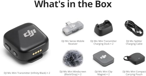 DJI Mic Mini (2 TX + 1 Mobile RX), Wireless Lavalier Microphone iPhone 17/16/15 300m Transmission, (7)