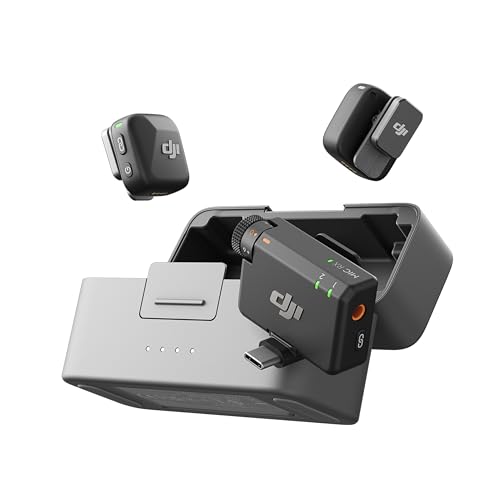 DJI Mic Mini (2 TX + 1 RX Charging Case), Wireless Lavalier Microphone Ultralight, 48h