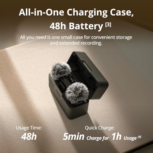 DJI Mic Mini (2 TX + 1 RX Charging Case), Wireless Lavalier Microphone Ultralight, 48h (4)