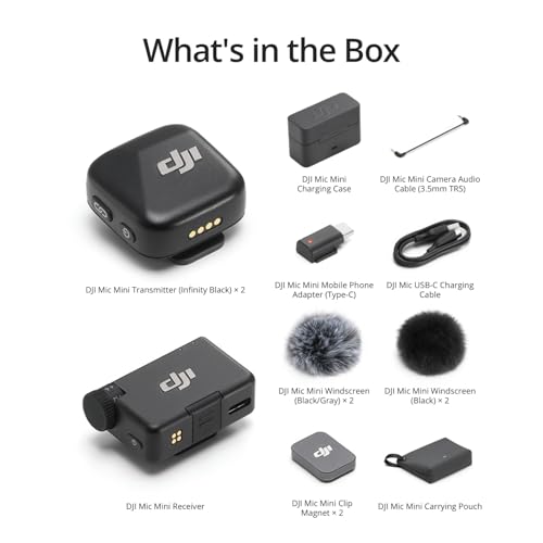 DJI Mic Mini (2 TX + 1 RX Charging Case), Wireless Lavalier Microphone Ultralight, 48h (6)