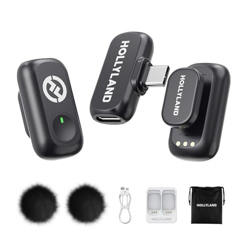 Hollyland Lark A1 Wireless Microphone iPhone Android, 48kHz/24-bit Studio Audio, 3-Level Noise 200m
