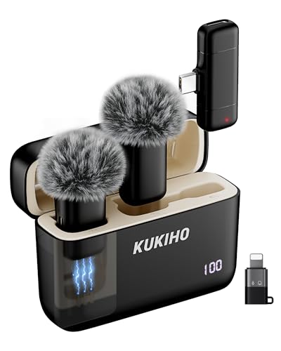 KUKIHO Wireless Lavalier Microphone Charging Case, 36H Battery Life, Noise Cancellation, 135ft