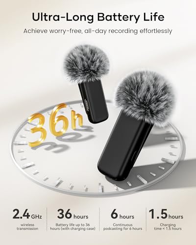 KUKIHO Wireless Lavalier Microphone Charging Case, 36H Battery Life, Noise Cancellation, 135ft (5)