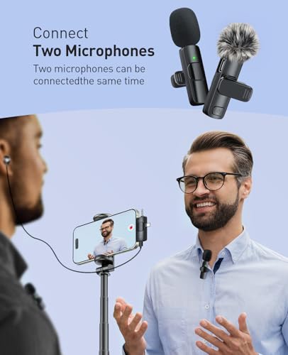 MENERESAS 3-in-1 Mini Microphone iPhone: Wireless Lavalier 80ft Range 15H Battery Noise (4)