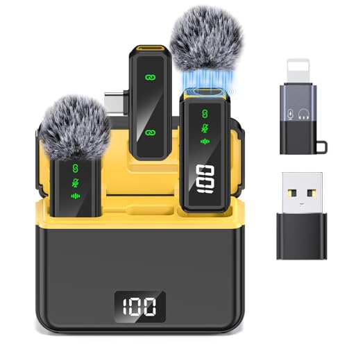 Mini Lavalier Microphone iPhone/Android/PC, Lav Mic 45H Battery, Noise Cancellation, 48KHz 16-Bit,