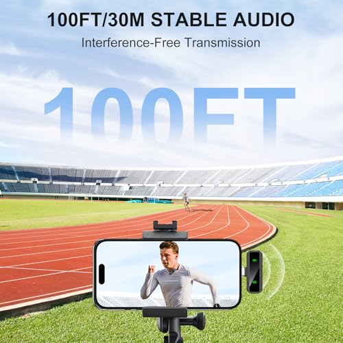 Mini Lavalier Microphone iPhone/Android/PC, Lav Mic 45H Battery, Noise Cancellation, 48KHz 16-Bit, (3)