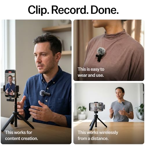 Mini Mic Pro (Latest Model) - Wireless Microphone iPhone, iPad, Android 2 Pack Lavalier (3)