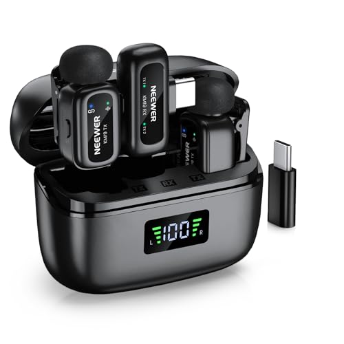 NEEWER KM19 Lightweight Wireless Lapel Microphone, 48kHz/24bit 30H Battery 3-Level 100m Compatible