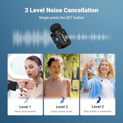 NEEWER KM19 Lightweight Wireless Lapel Microphone, 48kHz/24bit 30H Battery 3-Level 100m Compatible (3)