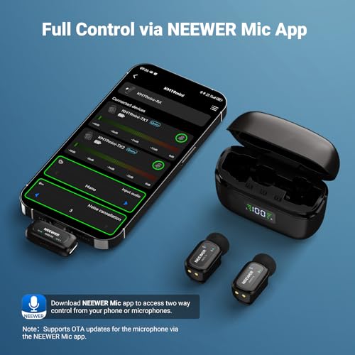NEEWER KM19 Lightweight Wireless Lapel Microphone, 48kHz/24bit 30H Battery 3-Level 100m Compatible (5)
