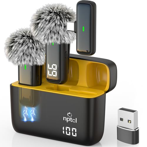 NPTCL Wireless USB Microphone PC Laptop iPhone 16/15 Android Phone Noise Canceling Lapel 24H