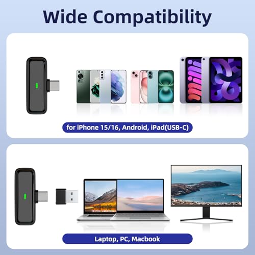 NPTCL Wireless USB Microphone PC Laptop iPhone 16/15 Android Phone Noise Canceling Lapel 24H (7)