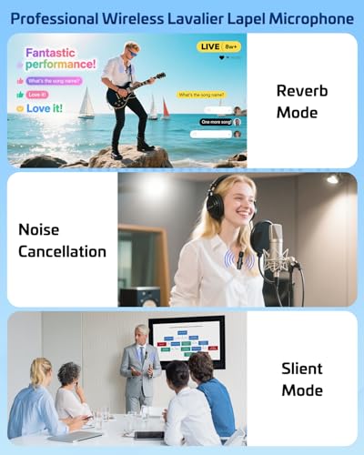 Pink Wireless Lavalier Microphone iPhone & Android - Mini Clip-On Mic Noise Cancellation, 65ft 8H (5)