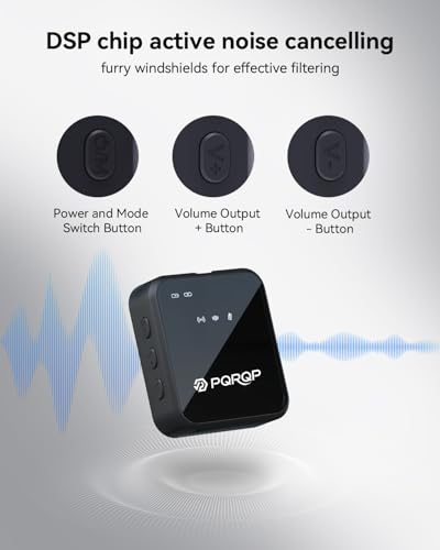 PQRQP 3 1 Microphone iPhone/Android/Camera, Wireless Microphones, 328ft Transmission, 18H Battery (2)