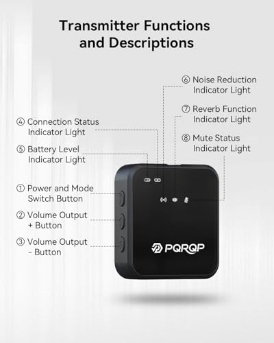 PQRQP 3 1 Microphone iPhone/Android/Camera, Wireless Microphones, 328ft Transmission, 18H Battery (3)