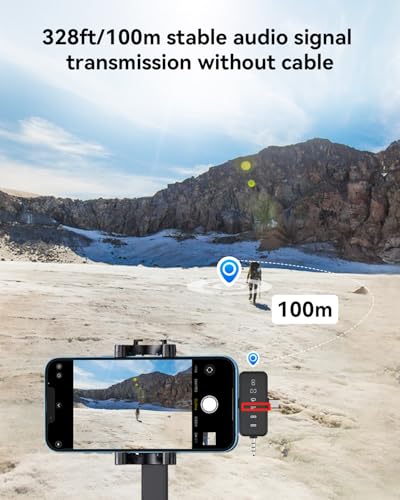 PQRQP 3 1 Microphone iPhone/Android/Camera, Wireless Microphones, 328ft Transmission, 18H Battery (5)