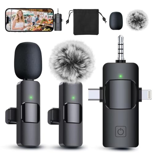 PQRQP 3 1 Professional Wireless Lavalier Microphone Android, Camera, Microphones, Quality