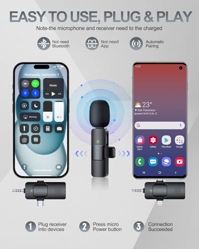 PQRQP 3 1 Professional Wireless Lavalier Microphone Android, Camera, Microphones, Quality (2)