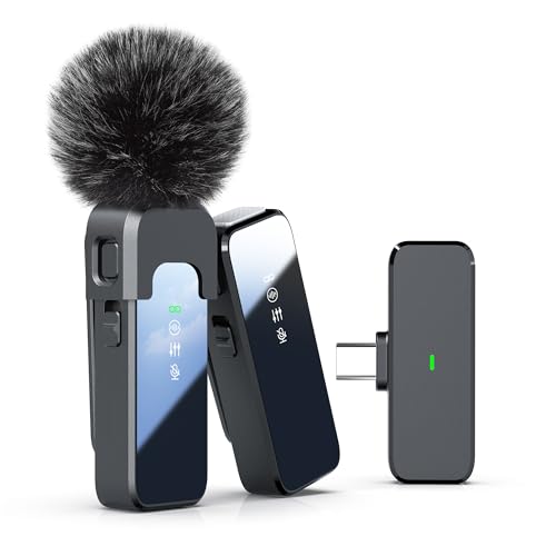Rythflo Wireless Lavalier Microphone iPhone 15 Android Noise Cancellation, 100ft Transmission, 18H