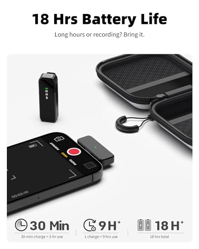 Rythflo Wireless Lavalier Microphone iPhone 15 Android Noise Cancellation, 100ft Transmission, 18H (3)