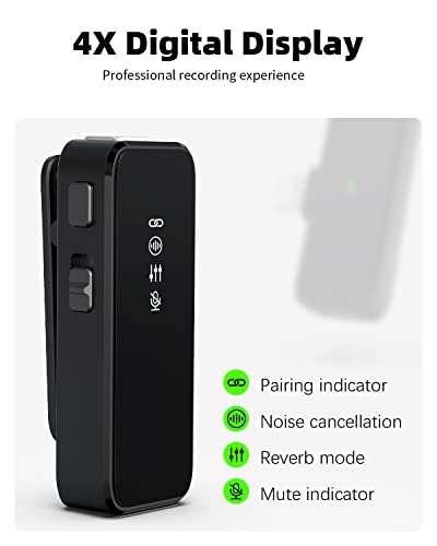Rythflo Wireless Lavalier Microphone iPhone 15 Android Noise Cancellation, 100ft Transmission, 18H (4)
