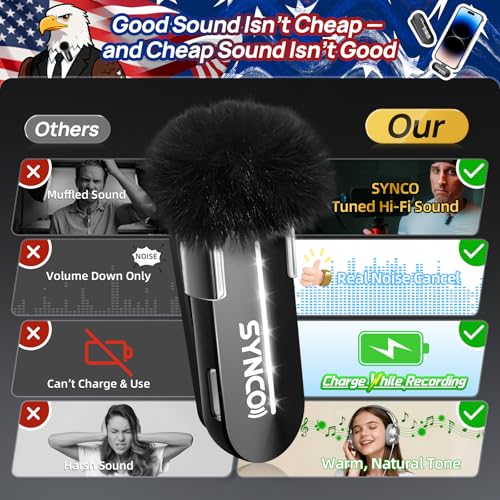 SYNCO Wireless Lavalier Microphone iPhone, P1XL Professional Lapel Mic Tiktok, 14/13/12/11/SE... (3)