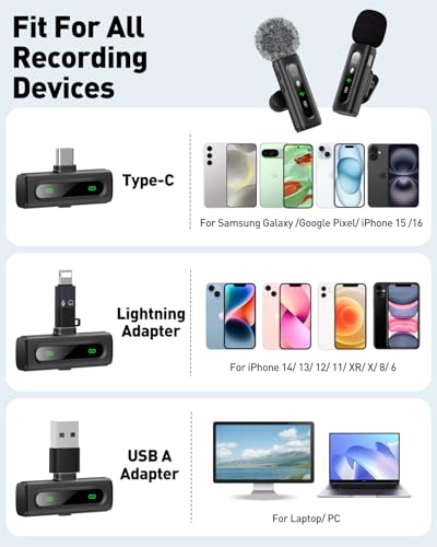 USB C Lavalier Microphone Wireless Mini Mic Type-C Android Phone/Tablet/PC Video Recording Mics (5)