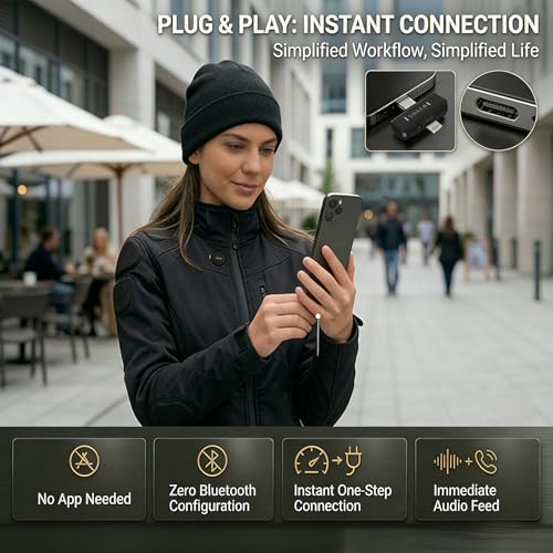 Vislla Mini Microphone iPhone & Android, Furry Windscreen, Noise Cancelling Wireless Lavalier (5)