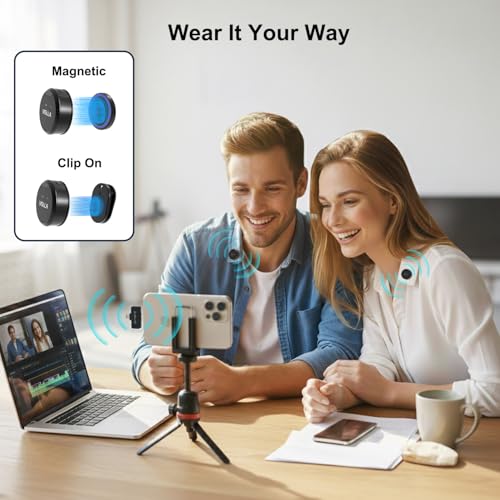 Vislla Mini Microphone iPhone, iPad Android,12H Battery, Noise Reduction Wireless Lavalier (7)