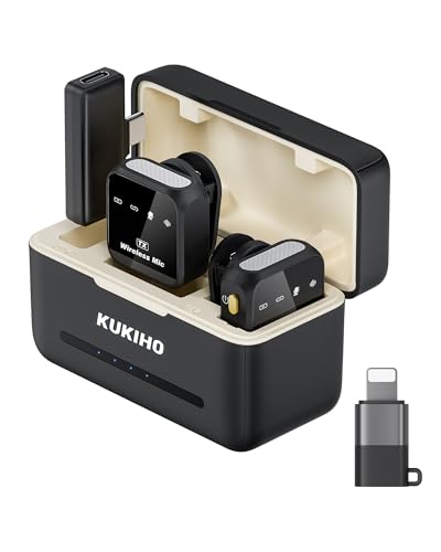 Wireless Lavalier Microphone iPhone iPad Android Charging Case 80h Battery Life, Noise 164ft