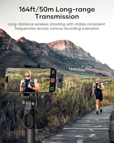 Wireless Lavalier Microphone iPhone iPad Android Charging Case 80h Battery Life, Noise 164ft (4)