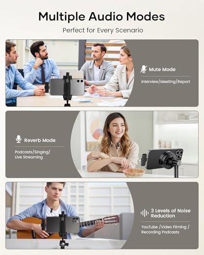 Wireless Lavalier Microphone iPhone iPad Android Charging Case,Lapel Mic Noise Reduction,36H 135ft (6)