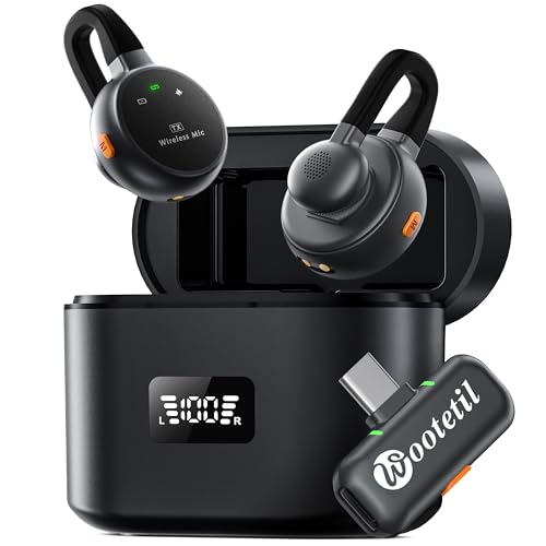 Wireless Lavalier Microphone iPhone, iPad, Android - USB-C Plug Noise Cancelling Lapel Mini 30H