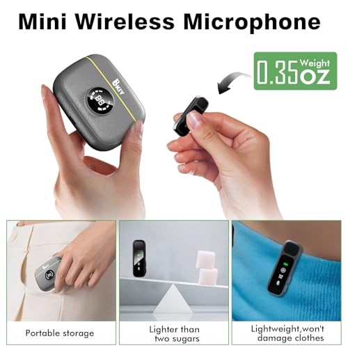 Wireless Lavalier Microphone iPhone/Android - Dual Mini Noise Canceling Mic Charging Case(30H), (5)