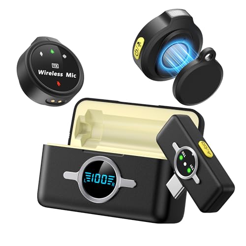Wireless Lavalier Microphone iPhone/Android, Lapel Mics USB-C Plug-Play, Mini Mic 2.4GHz Noise
