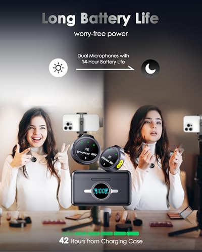 Wireless Lavalier Microphone iPhone/Android, Lapel Mics USB-C Plug-Play, Mini Mic 2.4GHz Noise (5)