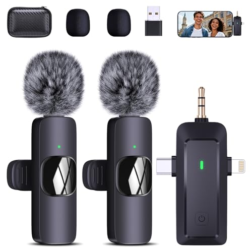 wireless lavalier microphone, suitable iPhone/Android phones/cameras/computers/four